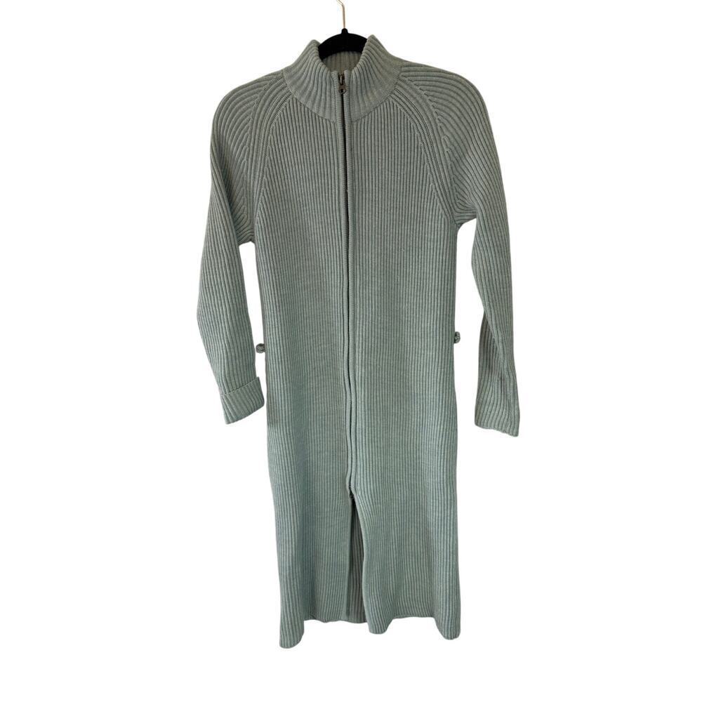 Vintage J crew seaglass green ribbed 100% wool sweater dress